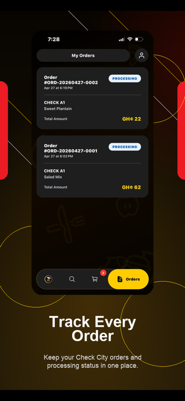 Orders screen showing current order progress